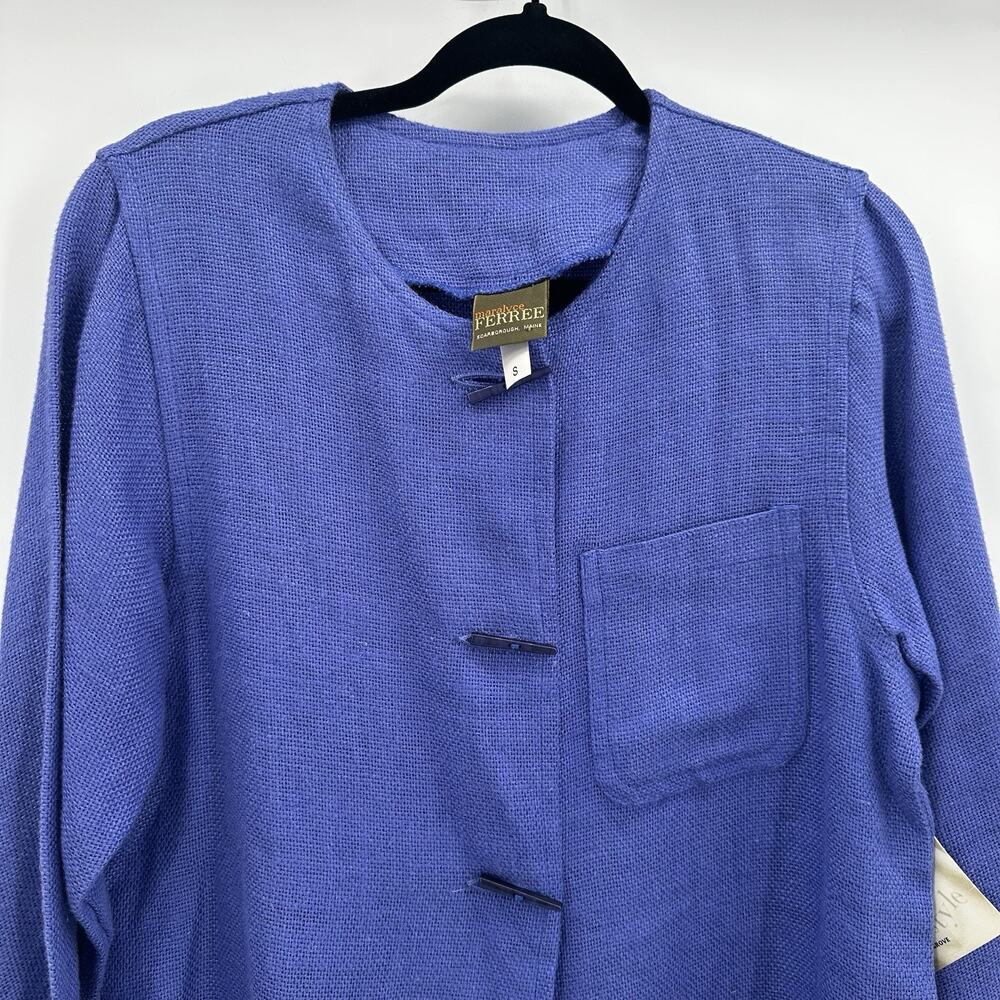 Maralyce Ferree Jacket Womens Small Purple Toggle Button Linen Boxy Lagenlook - Picture 2 of 10